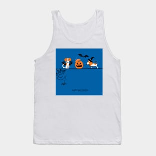 Happy Halloween print with dogs and pumpkin Tank Top